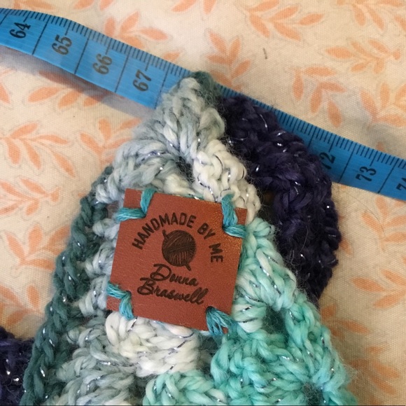 Crochet crossbody BoHo bag. Handmade. Variegated blues with sparkle. - Picture 5 of 9